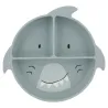 Assiette avec ventouse en silicone et compartiments - Mr. Shark
