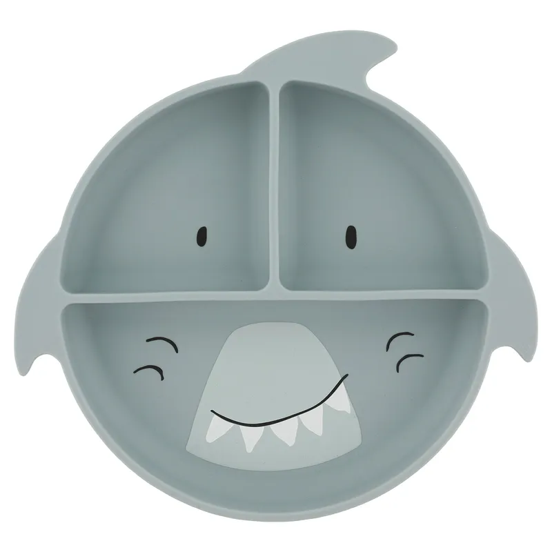 Assiette avec ventouse en silicone et compartiments - Mr. Shark