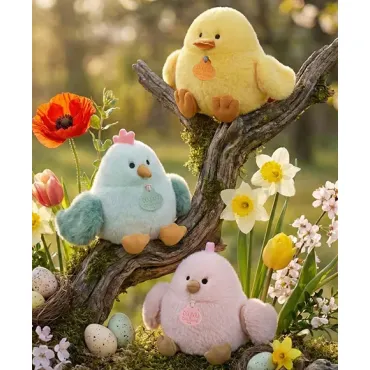 PIOU - Peluche poussin rose - 15 cm