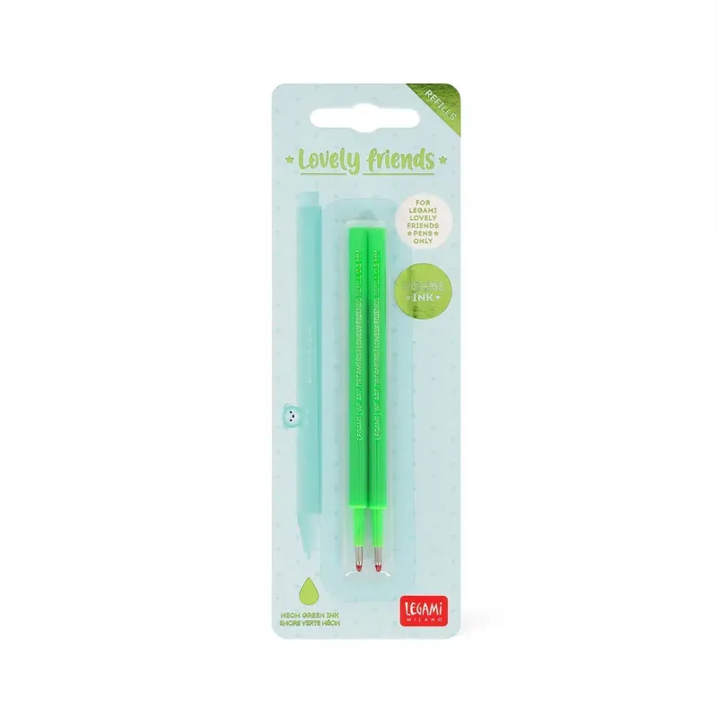 Set de 2 Recharges pour Stylo à Encre Gel Lovely Friends - Encre vert néon