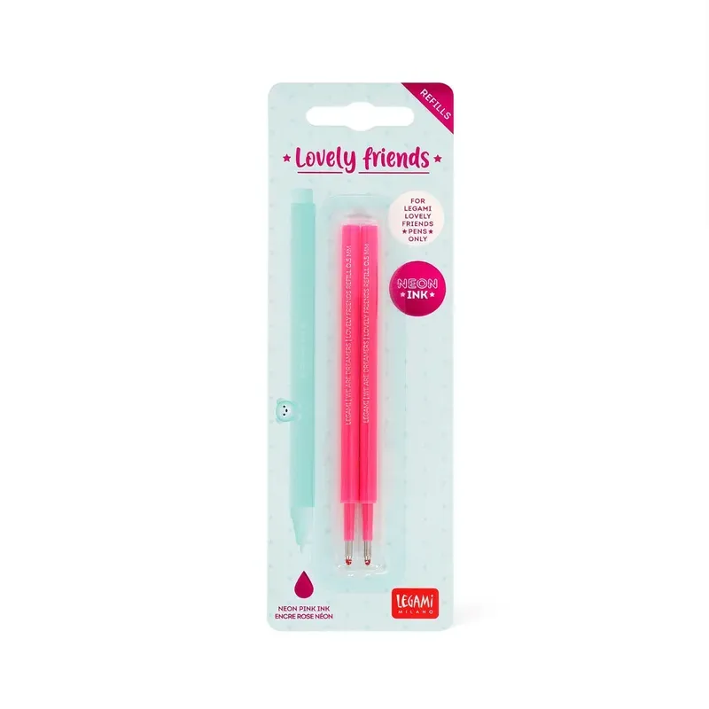 Set de 2 Recharges pour Stylo à Encre Gel Lovely Friends - Encre rose néon