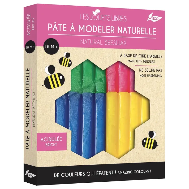 Pâte à modeler cire d'abeille - 4 couleurs acidulées