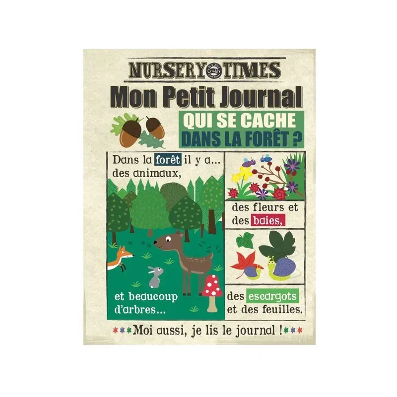 Livre bébé en tissu sensoriel - Mon petit journal - La forêt