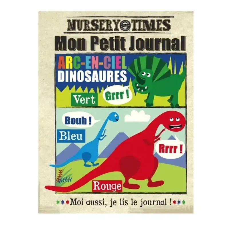 Livre bébé en tissu sensoriel - Mon petit journal - Les dinosaures