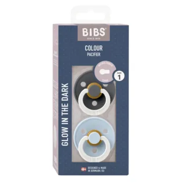 Pack de 2 tétines latex - Taille 1 - Iron GLOW/Baby Blue GLOW