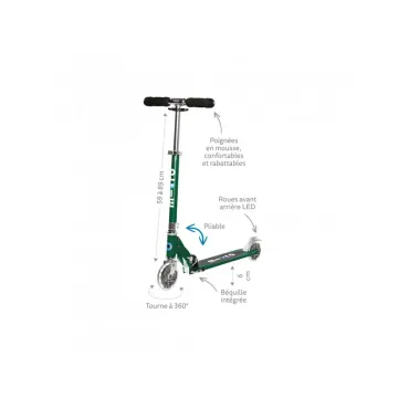 Trottinette enfant Micro Sprite - Bleu Pétrole LED