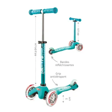 Trottinette 3 roues Mini Micro Deluxe Rouge LED