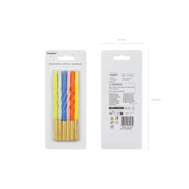 Bougies d'Anniversaire Torsadées - 14cm - Assortiment