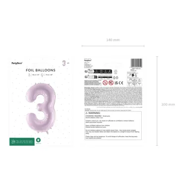Ballon en aluminium 72cm - Chiffre ''3'' - Violet