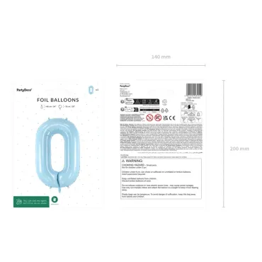 Ballon en aluminium 72cm - Chiffre ''0'' - Bleu clair
