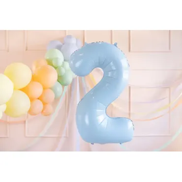 Ballon en aluminium 72cm - Chiffre ''2'' - Bleu clair