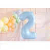 Ballon en aluminium 72cm - Chiffre ''2'' - Bleu clair