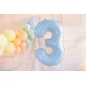 Ballon en aluminium 72cm - Chiffre ''3'' - Bleu clair