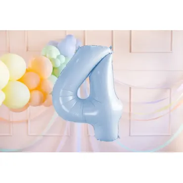 Ballon en aluminium 72cm - Chiffre ''4'' - Bleu clair