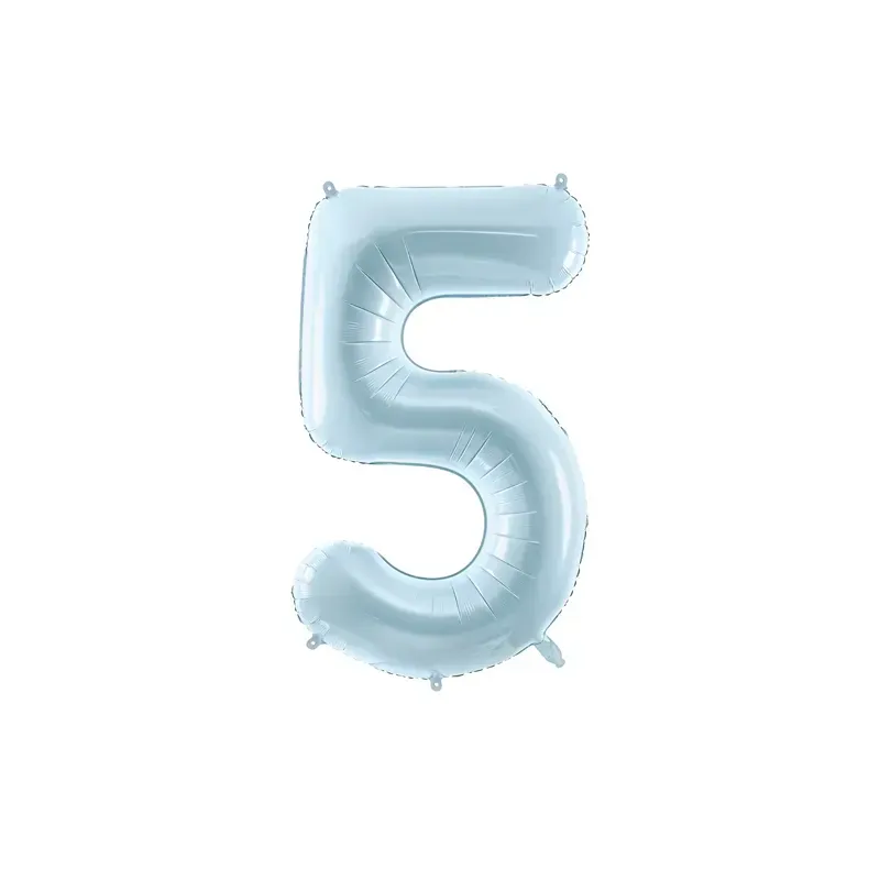 Ballon en aluminium 72cm - Chiffre ''5'' - Bleu clair