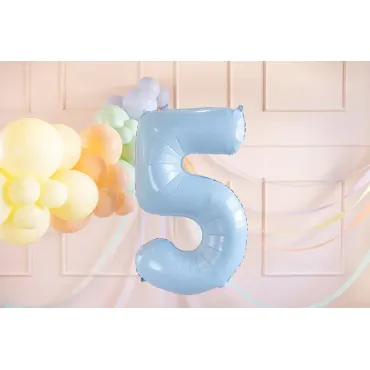 Ballon en aluminium 72cm - Chiffre ''5'' - Bleu clair