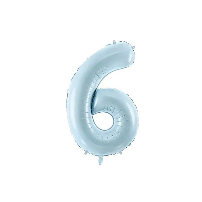 Ballon en aluminium 72cm - Chiffre ''6'' - Bleu clair
