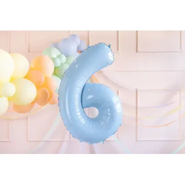Ballon en aluminium 72cm - Chiffre ''6'' - Bleu clair