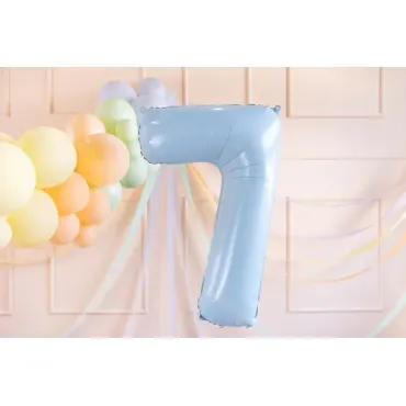 Ballon en aluminium 72cm - Chiffre ''7'' - Bleu clair