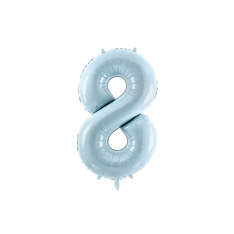Ballon en aluminium 72cm - Chiffre ''8'' - Bleu clair