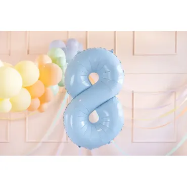 Ballon en aluminium 72cm - Chiffre ''8'' - Bleu clair