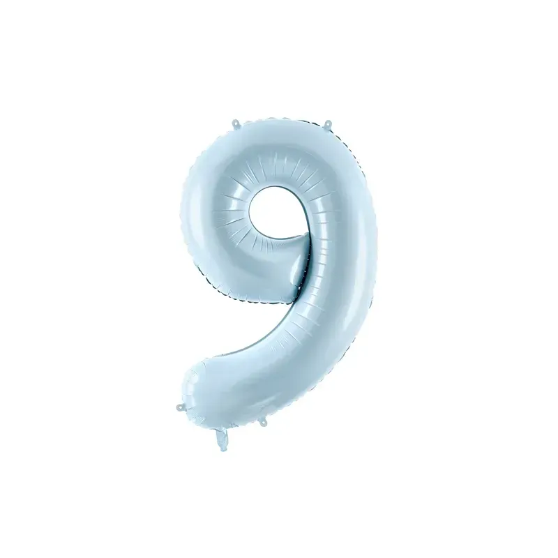 Ballon en aluminium 72cm - Chiffre ''9'' - Bleu clair