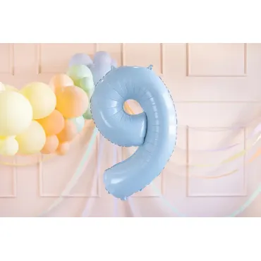 Ballon en aluminium 72cm - Chiffre ''9'' - Bleu clair