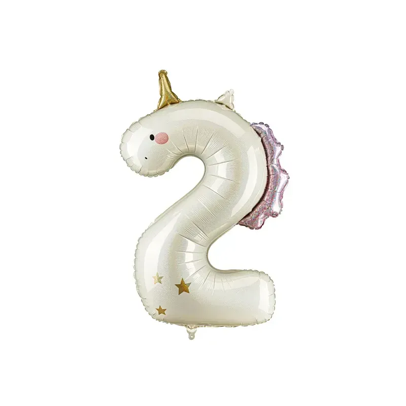 Ballon aluminium 93cm - Chiffre ''2'' - Licorne