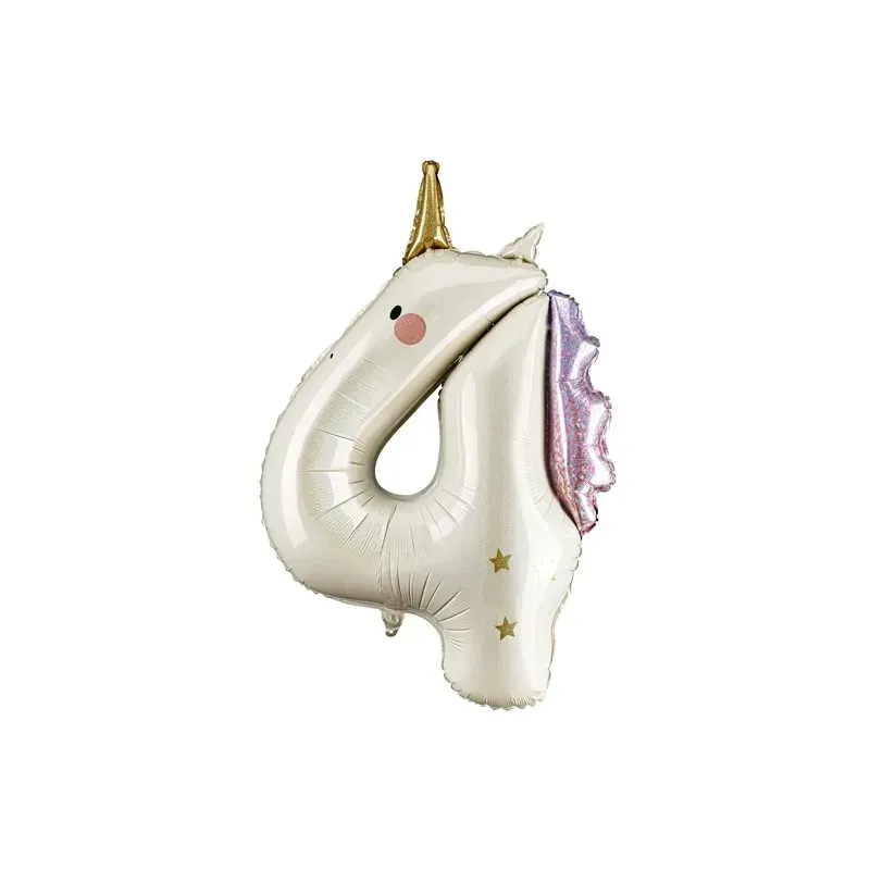 Ballon aluminium 93cm - Chiffre ''4'' - Licorne
