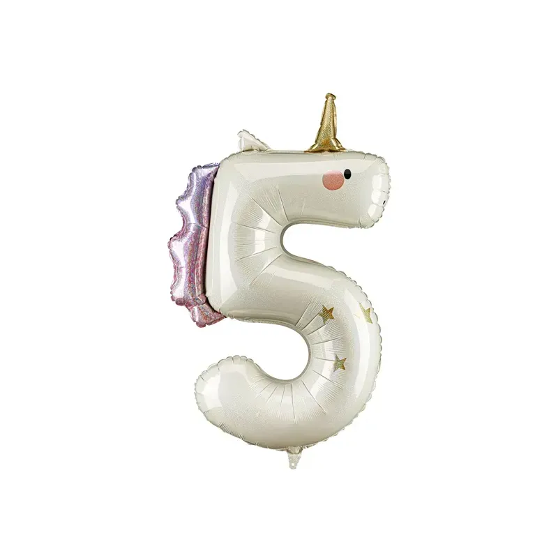 Ballon aluminium 93cm - Chiffre ''5'' - Licorne