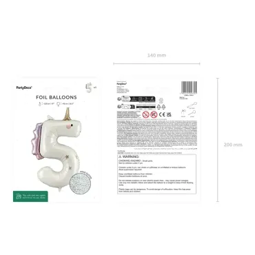 Ballon aluminium 93cm - Chiffre ''5'' - Licorne