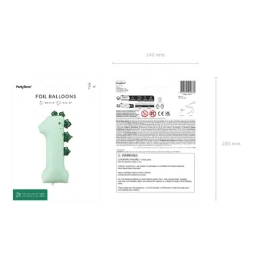Ballon en aluminium 92cm - Chiffre ''1'' - Dinosaure
