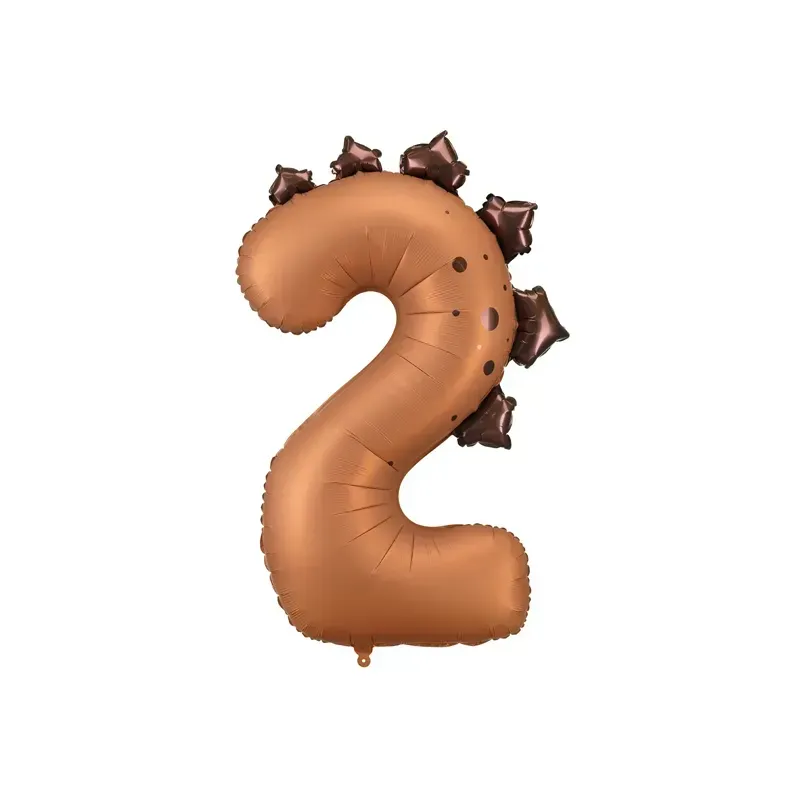Ballon en aluminium 92cm - Chiffre ''2'' - Dinosaure