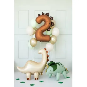 Ballon en aluminium 92cm - Chiffre ''2'' - Dinosaure