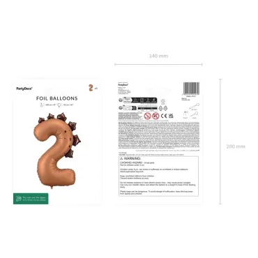 Ballon en aluminium 92cm - Chiffre ''2'' - Dinosaure