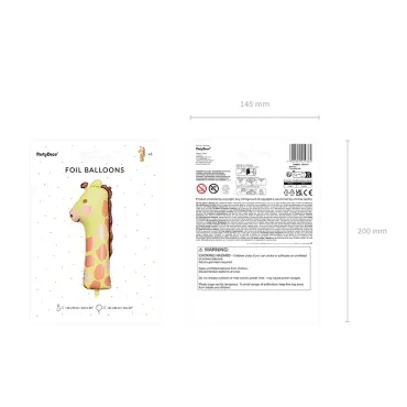 Ballon Mylar  - Chiffre "1" - Girafe
