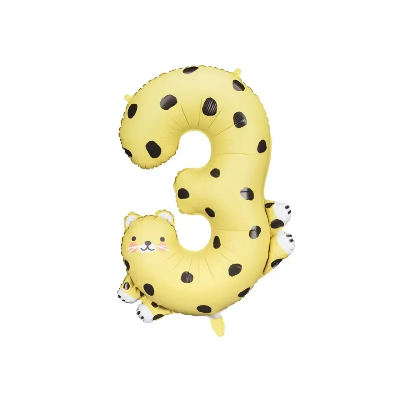 Ballon Mylar - Chiffre "3" - Guépard