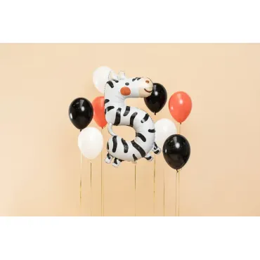 Ballon Mylar - Chiffre "5" - Zèbre