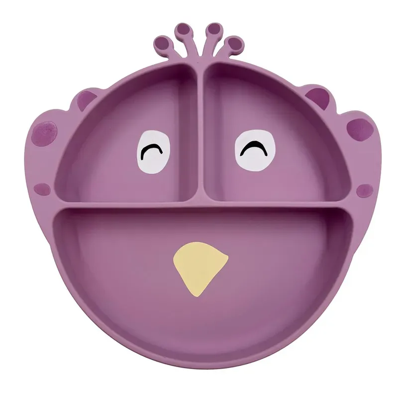 Assiette avec ventouse en silicone et compartiments - Mrs. Peacock