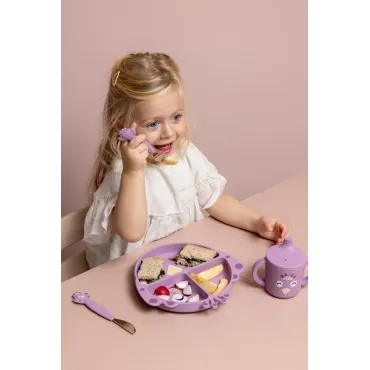 Assiette avec ventouse en silicone et compartiments - Mrs. Peacock