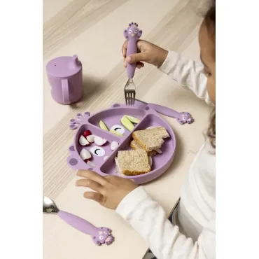 Assiette avec ventouse en silicone et compartiments - Mrs. Peacock