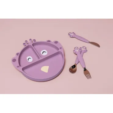 Assiette avec ventouse en silicone et compartiments - Mrs. Peacock