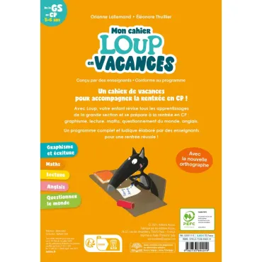 Mon cahier loup en vacances - De la GS au CP - 2026