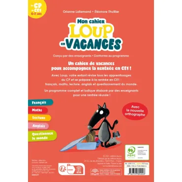 Mon cahier loup en vacances - Du CP au CE1 - 2026