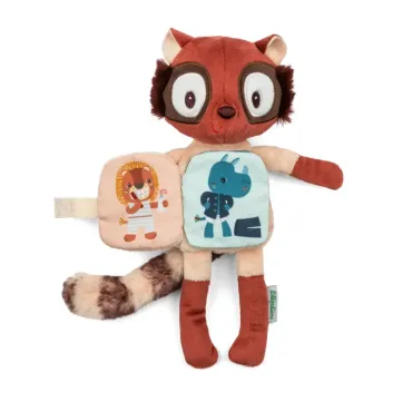 Peluche phosphorescente et livre en tissu Elvis le lémurien