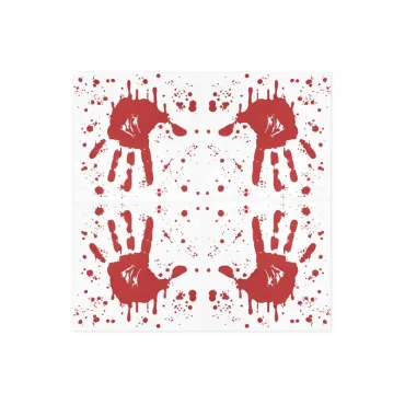 Serviettes Main ensanglantée, 33x33 cm, blanc et rouge