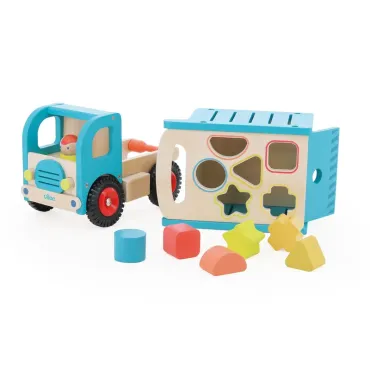 Camion de tri d’éveil en bois – Boîte à formes