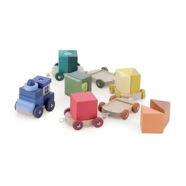 Train de cubes d’éveil multicolore en bois – Apprentissage des chiffres