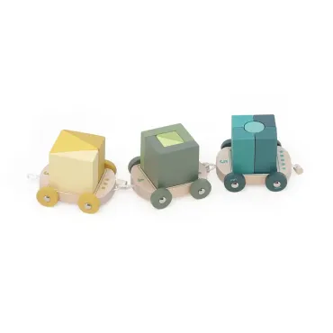 Train de cubes d’éveil multicolore en bois – Apprentissage des chiffres
