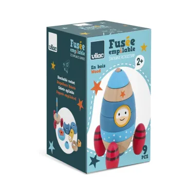 Empilable surprise Fusée en bois